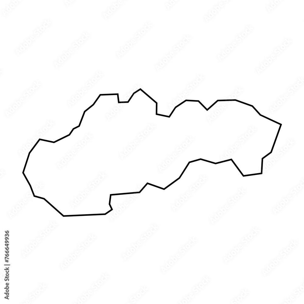 Slovakia country thin black outline silhouette. Simplified map. Vector icon isolated on white background. Slovakia country thin black outline silhouette. Simplified map. Vector icon isolated on white background.