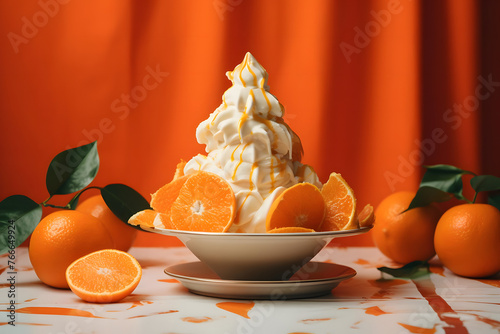 Orange Creamsicle Elegance, Burst of Orange and Creamy Nostalgia in Every Bite. Generated AI photo