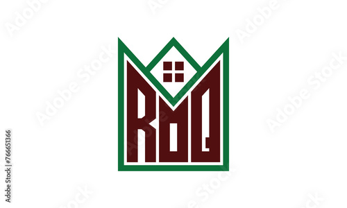 ROQ initial letter builders real estate logo design vector. construction, housing, home marker, property, building, apartment, flat, compartment, business, corporate, house rent, rental, commercial photo