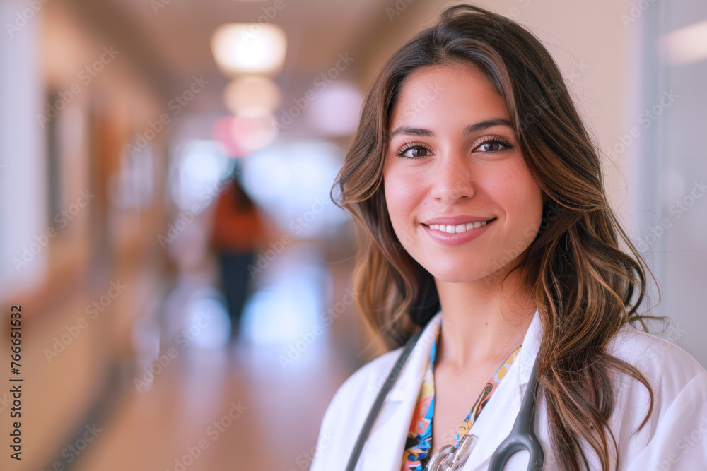 Hispanic female doctor in medical uniform smile, healthcare and medicine Hispanic female doctor in medical uniform smile, healthcare and medicine