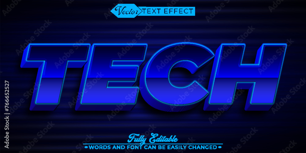 Blue Tech Vector Editable Text Effect Template Blue Tech Vector Editable Text Effect Template