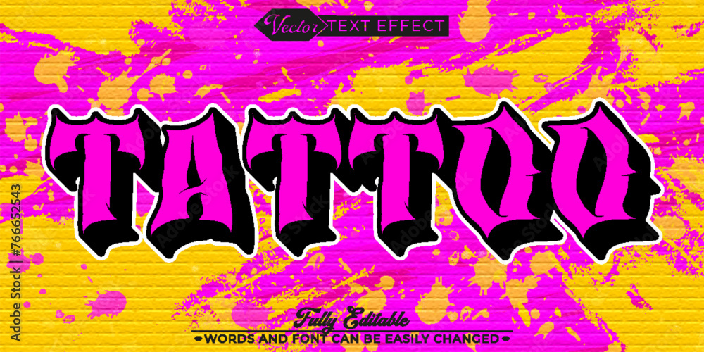 Graffiti Pink Tattoo Vector Editable Text Effect Template