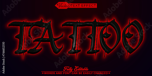 Red Dark Tattoo Vector Editable Text Effect Template