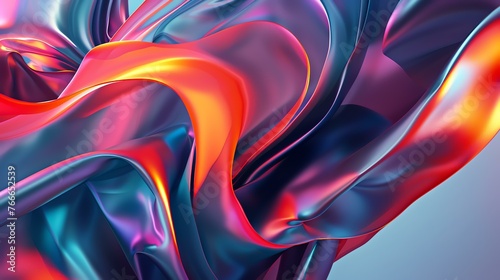 3D render of a flowing colorful cloth. The folds of the cloth are smooth and the colors are vibrant. The cloth appears to be floating in space.
