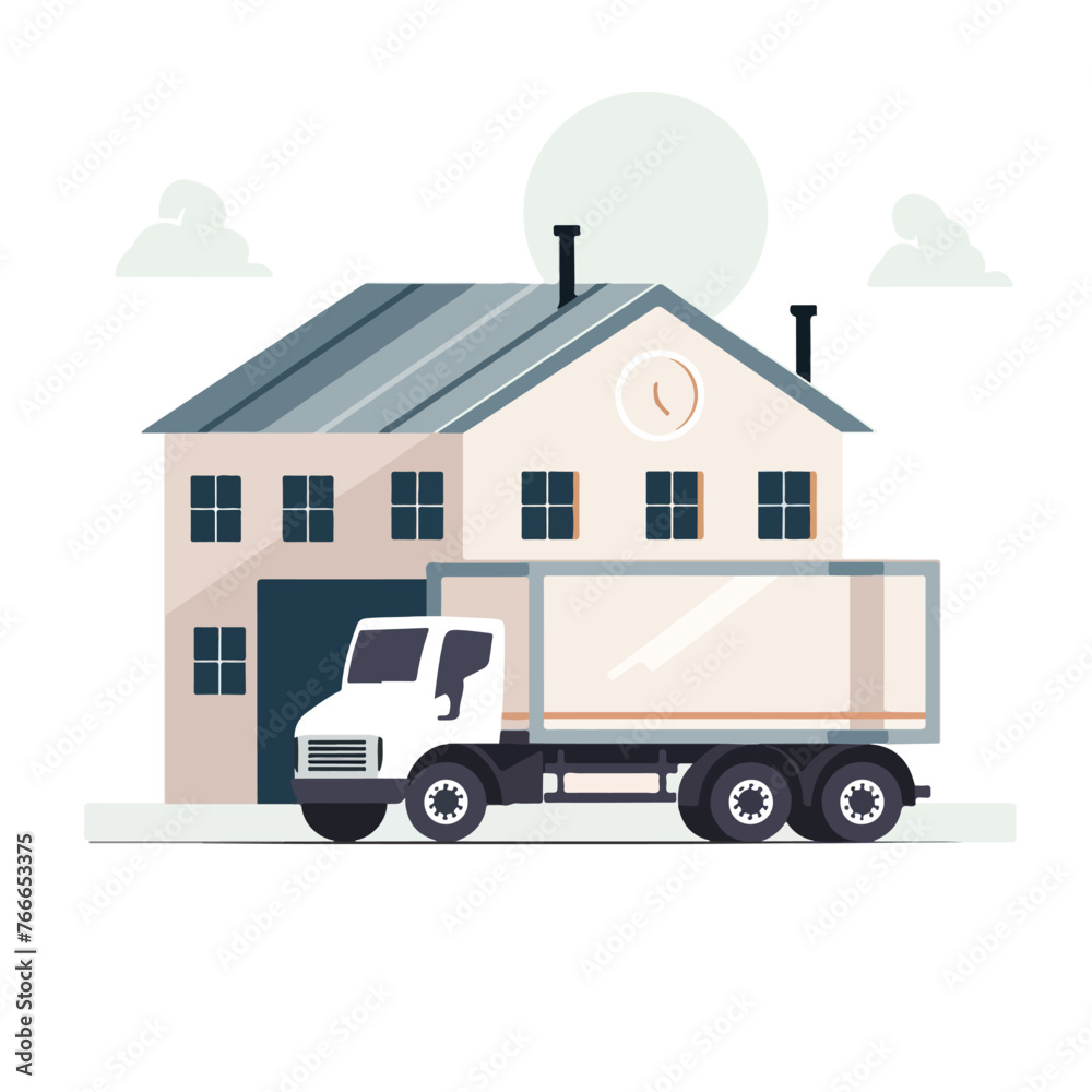 Delivery and freight shipment icon with warehouse a