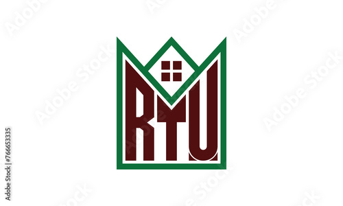 RTU initial letter builders real estate logo design vector. construction, housing, home marker, property, building, apartment, flat, compartment, business, corporate, house rent, rental, commercial