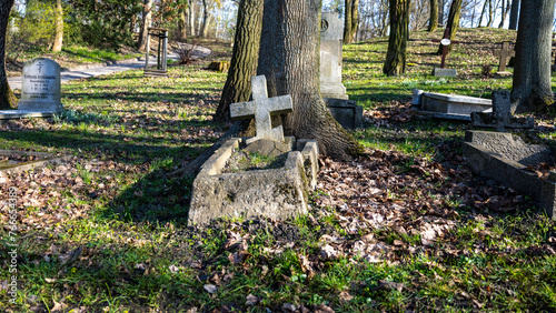 Old grave in a cemetery in Poznan, Poland