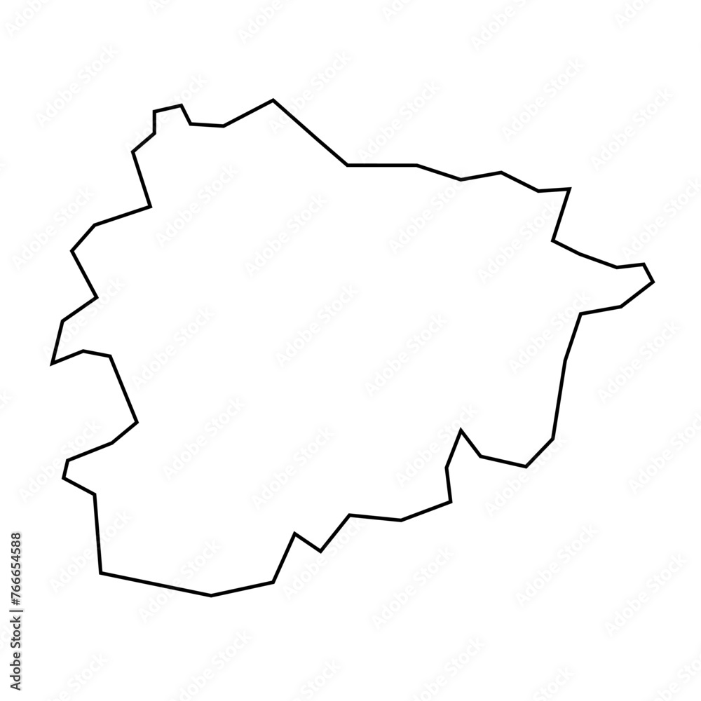 Andorra country thin black outline silhouette. Simplified map. Vector icon isolated on white background. Andorra country thin black outline silhouette. Simplified map. Vector icon isolated on white background.