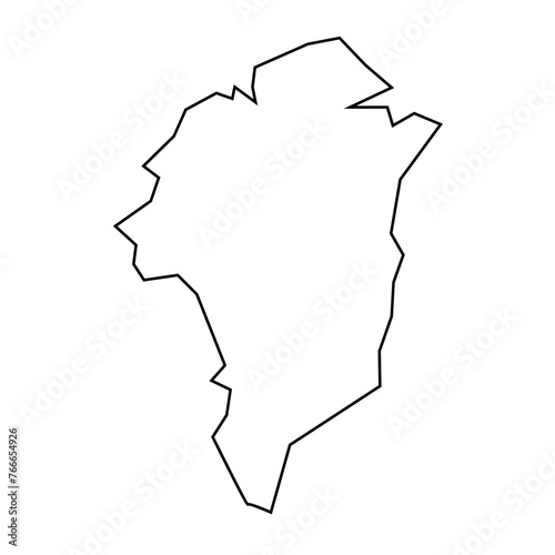 Greenland thin black outline silhouette. Simplified map. Vector icon isolated on white background.