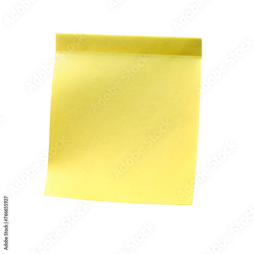 Yellow sticky note isolated on transparent background.
