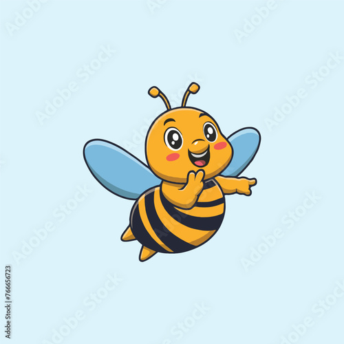 cute bee flying vector icon illustration concept