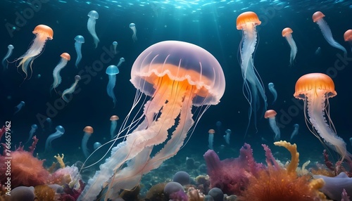 A Jellyfish In A Sea Of Sparkling Underwater Anima