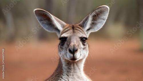 A Kangaroo With Its Ears Twitching As It Listens © designpro08