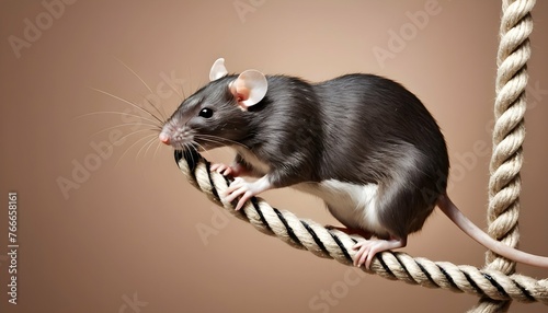 A Rat Climbing A Rope Showing Off Its Agility