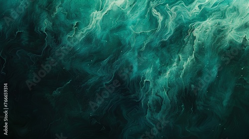 abstract texture turmoil dark turquoise color blending into dark green and black color. generative AI