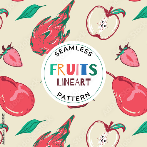 Colorful Handdrawn Fruits Seamless Pattern