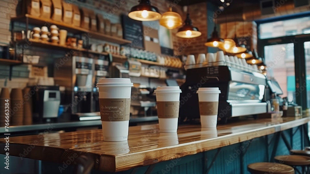 Coffee Shop Sustainability Cinematic shots highlighting the coffee shops commitment to sustainability from compostable AI generated illustration