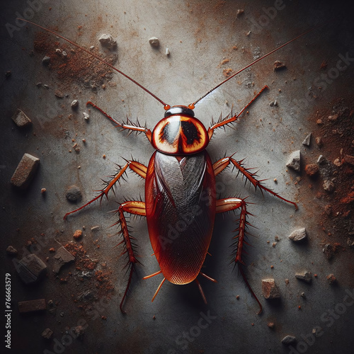 Close-Up of Cockroach in Dusty Kitchen Corner