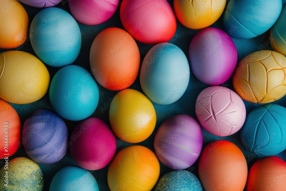 Colorful Easter eggs background - generative ai Colorful Easter eggs background - generative ai