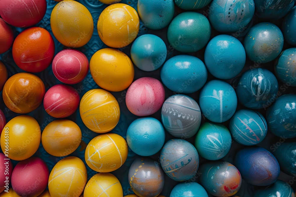 Colorful Easter eggs background - generative ai Colorful Easter eggs background - generative ai