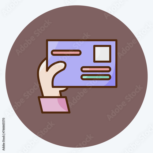 Icon Give Envelope. suitable for education symbol. flat style. simple design editable. design template vector. simple illustration