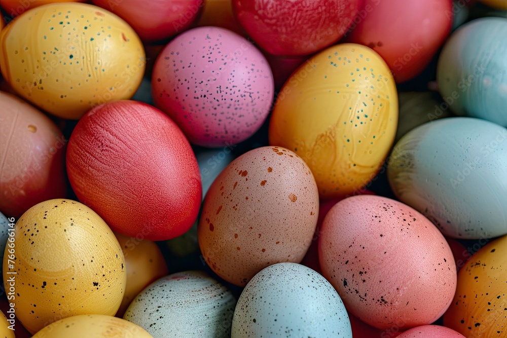 Colorful Easter eggs background - generative ai Colorful Easter eggs background - generative ai