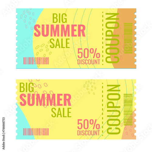 Summer discount layout template special sale offer. Decorated with abstract pattern. Bright trendy colors for flyer banner seasonal sale. Vector illustration