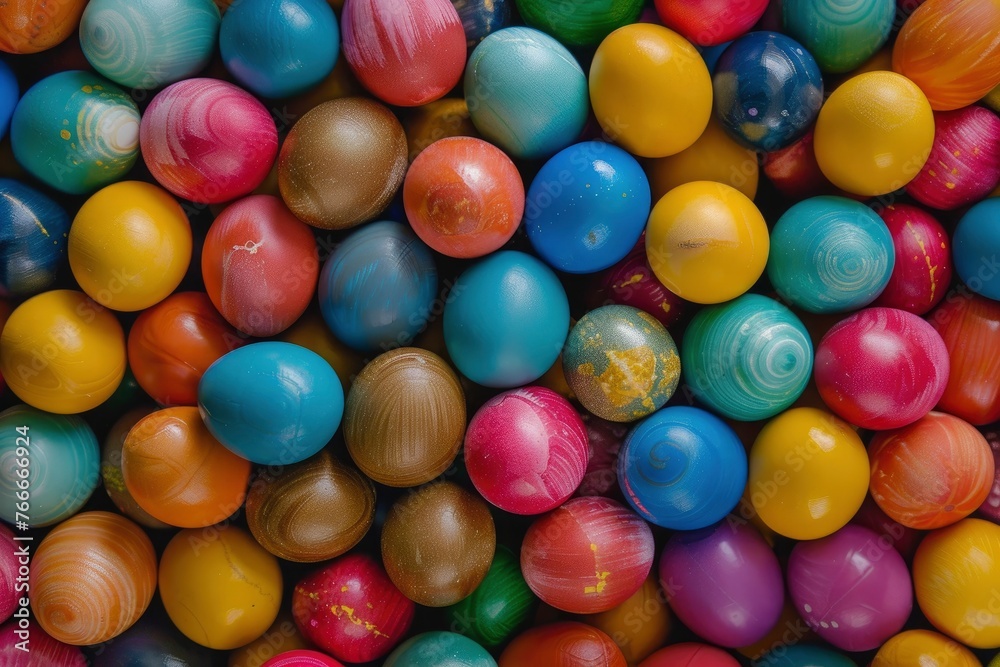 Colorful Easter eggs background - generative ai Colorful Easter eggs background - generative ai