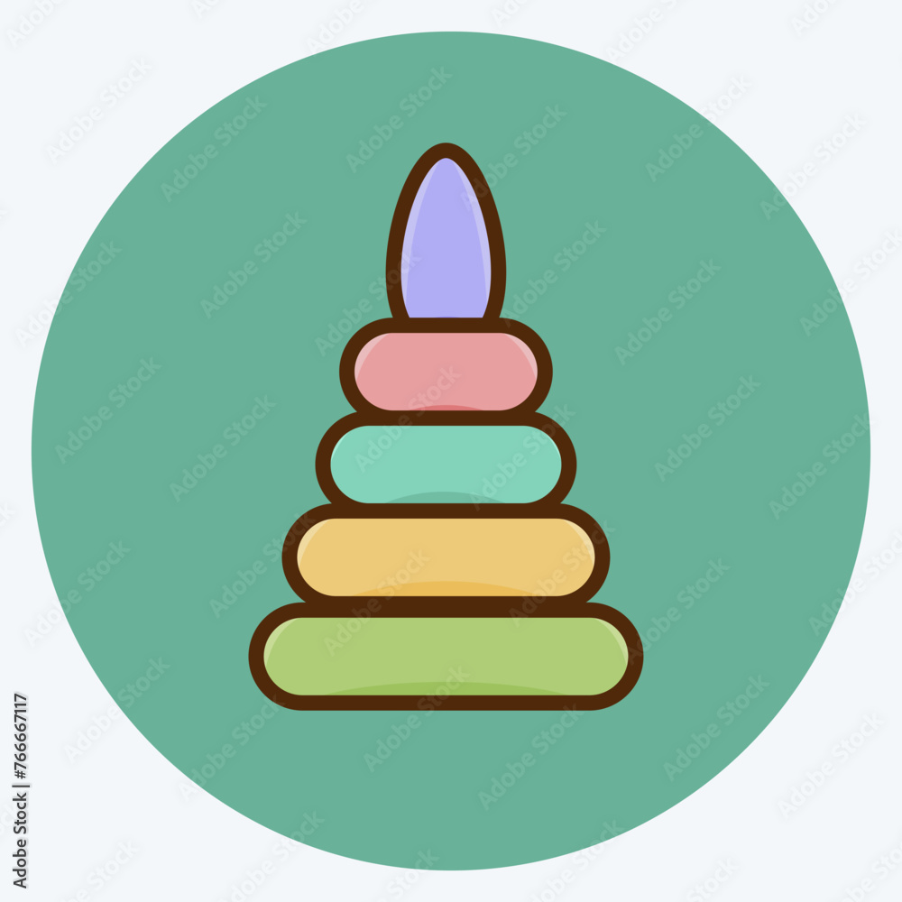Icon Toy Pyramid. suitable for Kids symbol. flat style. simple design editable. design template vector. simple illustration Icon Toy Pyramid. suitable for Kids symbol. flat style. simple design editable. design template vector. simple illustration