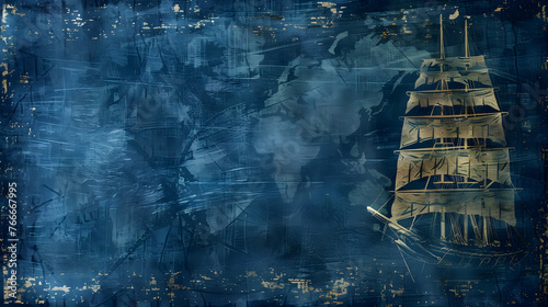 Blue navy themed background, nave theme for text and presentations photo