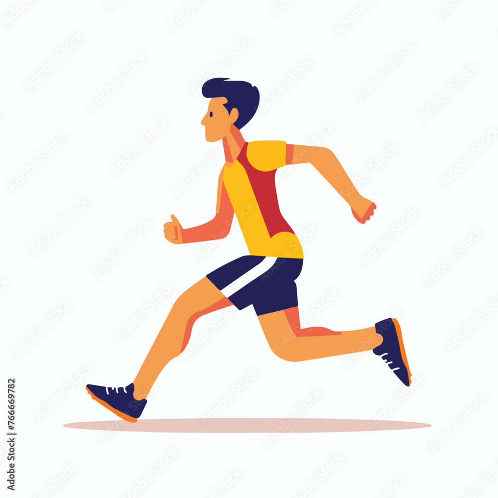 Illustration of running man. Vector marathon road r