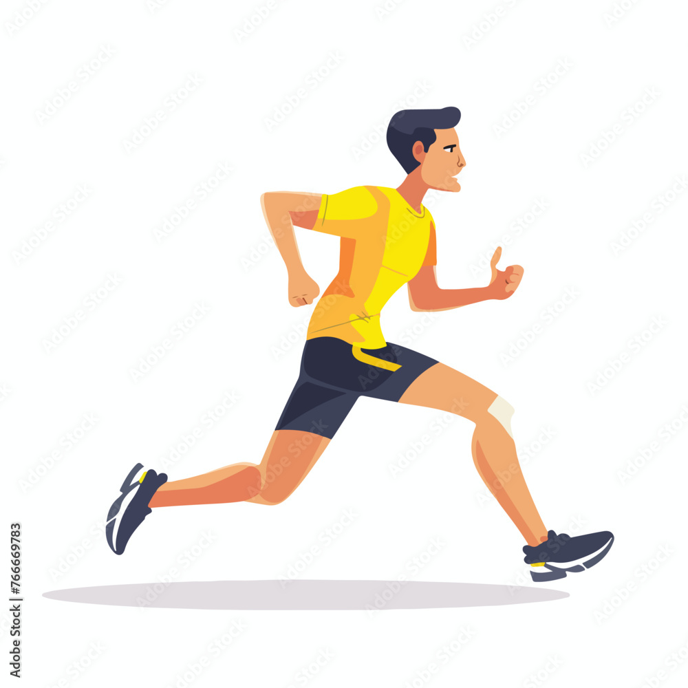 Illustration of running man. Vector marathon road r
