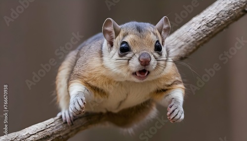 A Flying Squirrel With Its Fur Bristling In Antici