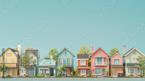 Minimalist landscape of residential area with varying water price tags