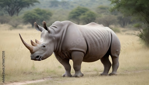 A Rhinoceros In A Safari Trek