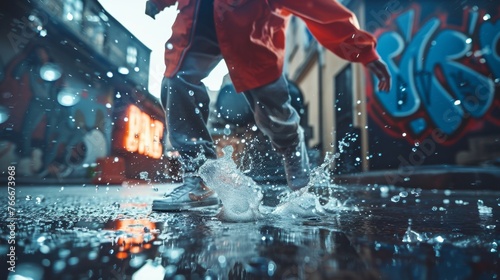Dynamic Dance Battles Cinematic shots of dancers engaging in dance battles with fast-paced footwork and expressive movements sh AI generated illustration