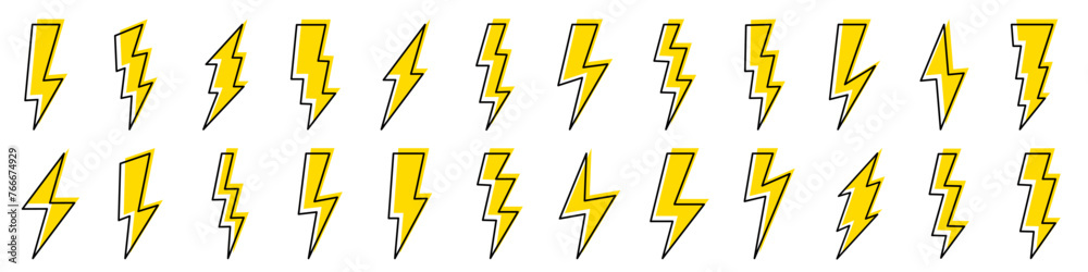 Lightning icon set. Lightning bolt icons collection. Vector illustration. Lightning icon set. Lightning bolt icons collection. Vector illustration.