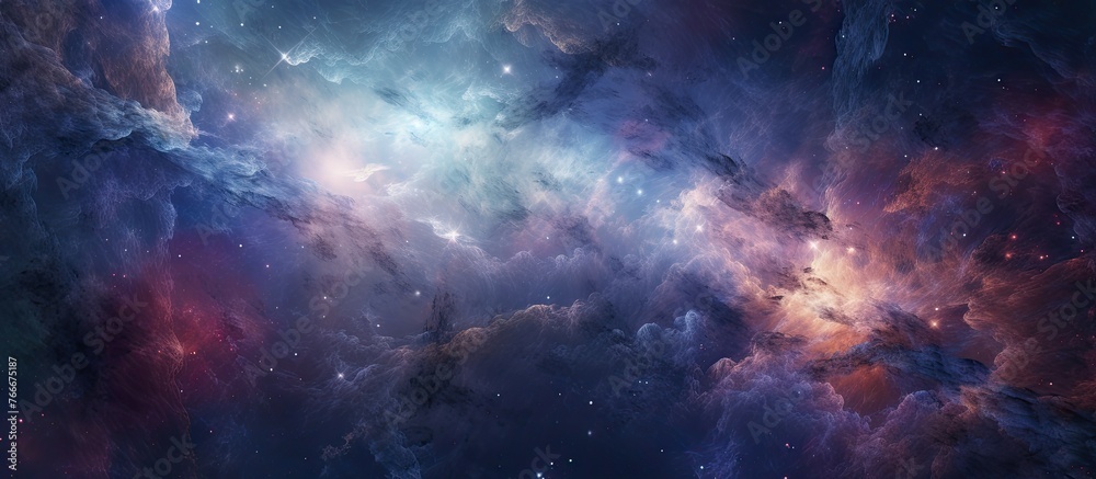 Fototapeta premium Capture the beauty of a detailed galaxy in a close-up shot against a starry sky backdrop