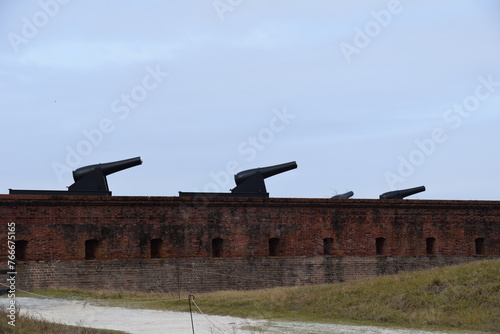 old brick fort wall cannons historical battle