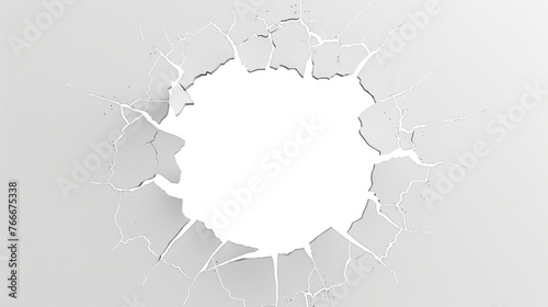 Hole in the wall against white background