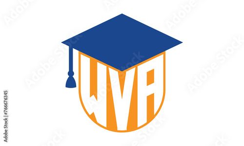 WVA initial letter academic logo design vector template. school college logo, university logo, graduation cap logo, institute logo, educational logo, library logo, teaching logo, book shop, varsity