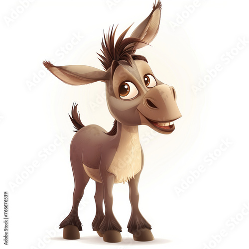 Cute Funny Cartoon Donkey, Illustration for Children Book, Generative AI © Vig