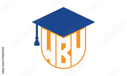 WBU initial letter academic logo design vector template. school college logo, university logo, graduation cap logo, institute logo, educational logo, library logo, teaching logo, book shop, varsity photo