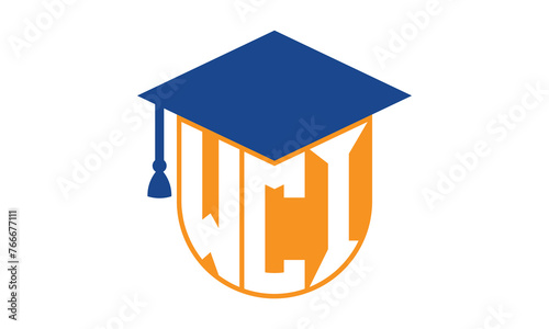 WCI initial letter academic logo design vector template. school college logo, university logo, graduation cap logo, institute logo, educational logo, library logo, teaching logo, book shop, varsity photo