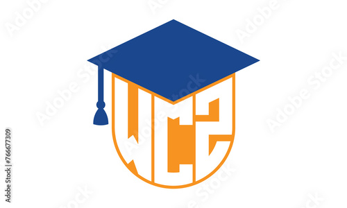 WCZ initial letter academic logo design vector template. school college logo, university logo, graduation cap logo, institute logo, educational logo, library logo, teaching logo, book shop, varsity