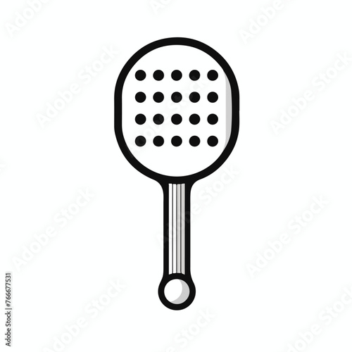 Pickleball paddle with ball line art vector icon fo