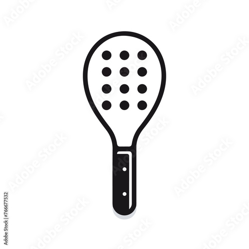 Pickleball paddle with ball line art vector icon fo