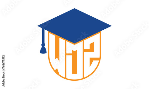 WDZ initial letter academic logo design vector template. school college logo, university logo, graduation cap logo, institute logo, educational logo, library logo, teaching logo, book shop, varsity