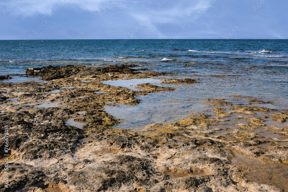 Idyllic landscape of South Italy  Puglia, Torre Guaceto natural reserve authentic nature with wonderful clouds