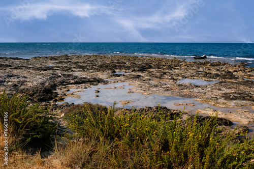 Idyllic landscape of South Italy Puglia, Torre Guaceto natural reserve authentic nature with wonderful clouds